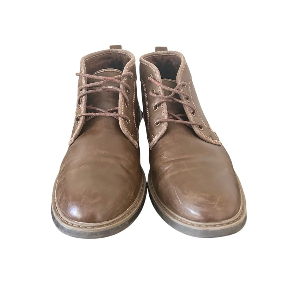 Perry Ellis Portfolio Kale Chukka Boots Ankle Brown Leather Size 11.5